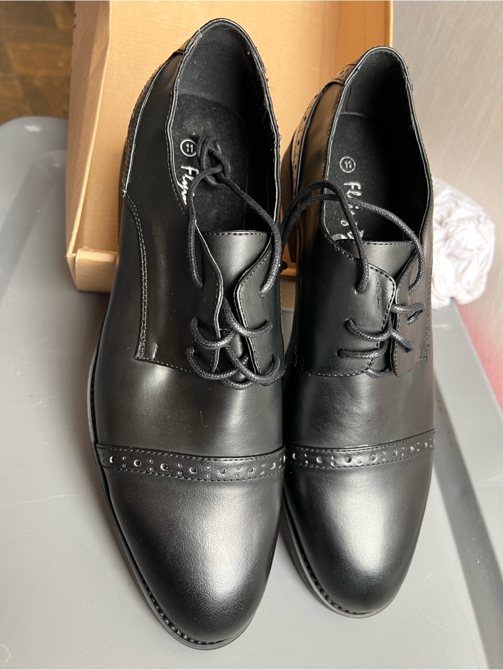 Flying deer Black Men's Lace-Up Cap-Toe Dress Shoes new